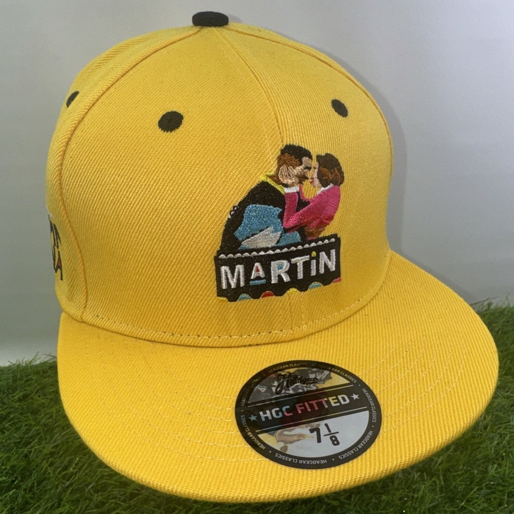 Martin 1992 HGC Fitted Hat Size 7 1/8 Yellow Snapback 90s TV Show Cap
